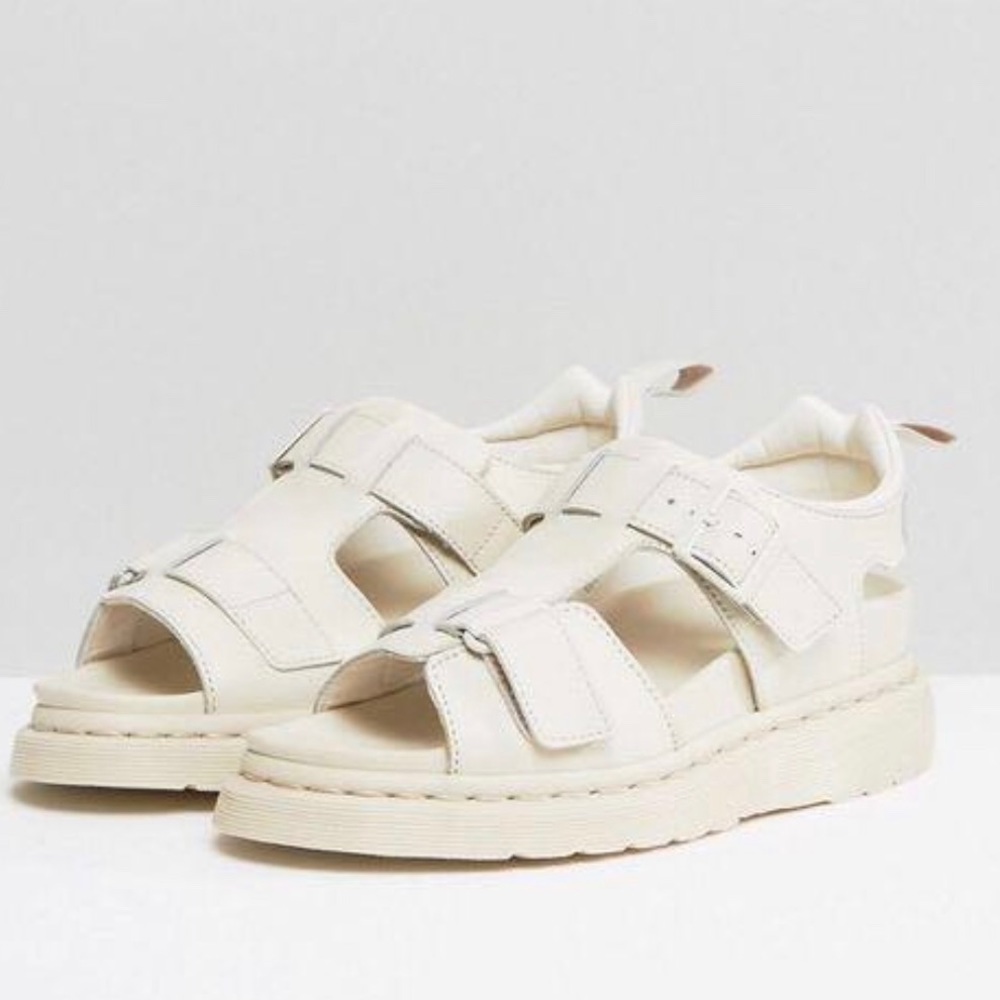 Dr Martens Kamilah Chunky Leather Sandals in Bone